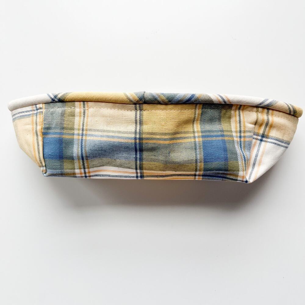 Longaberger‎ 2001 Bee Basket Fabric Liner Cornflower Plaid Yellow Blue